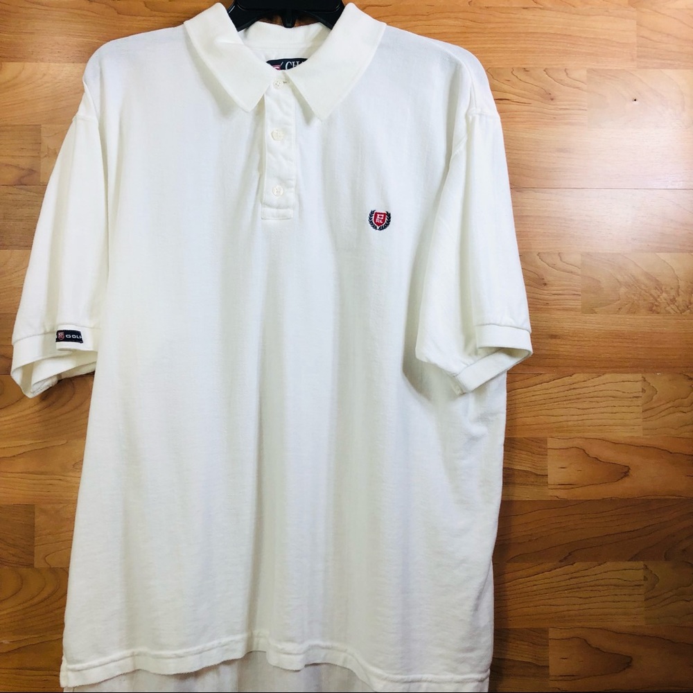 Chaps Ralph Lauren Size Medium White Short Sleeve Collared Polo Shirt